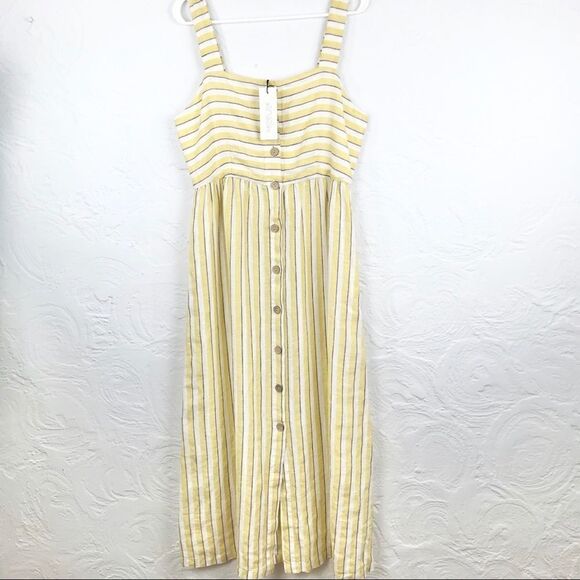 Rachel Zoe 100% Linen Yellow Stripe Dress- New with Tags - Picture 2 of 11